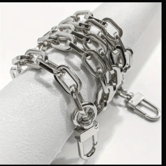 Shoulder Strap replacement chain New Silver Renew your bag 24"x9mm - Picture 1 of 5